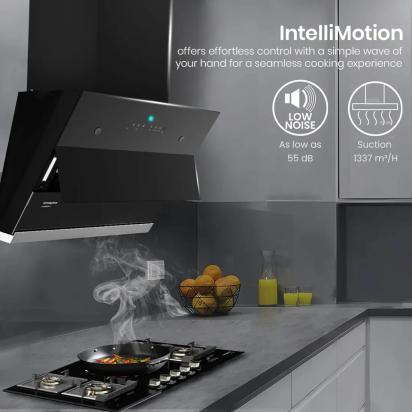 Crompton IntelliMotion Inclined 60cm Filterless Chimney by Crompton : Colours available: Black 13 1