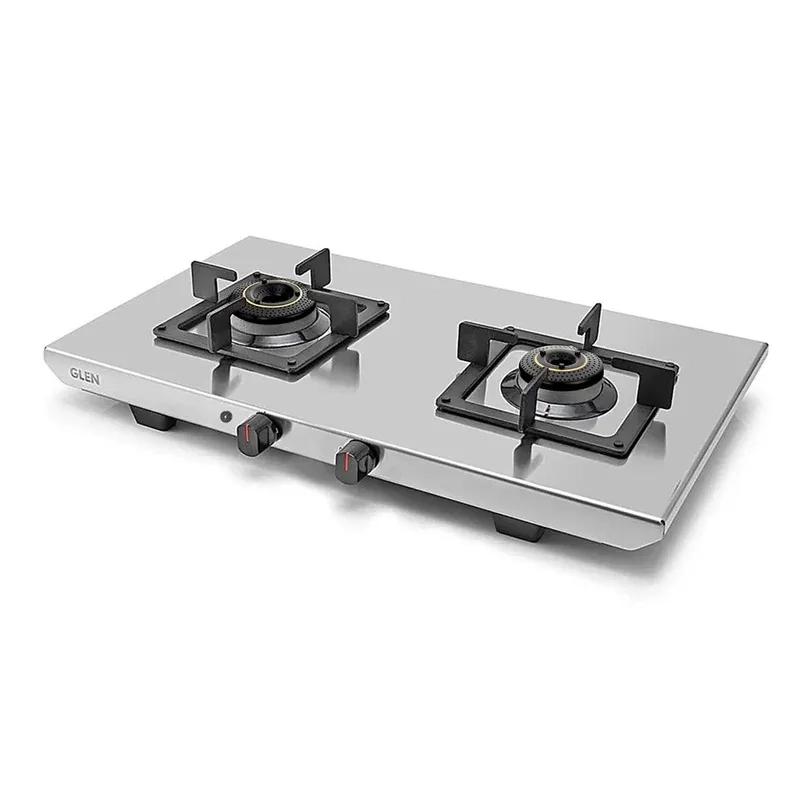 Glen 2 Burner Ultra Tuff Stainless Steel Gas Stove with Forged Brass Burner - Manual/Auto Ignition (CT1052UTSS)