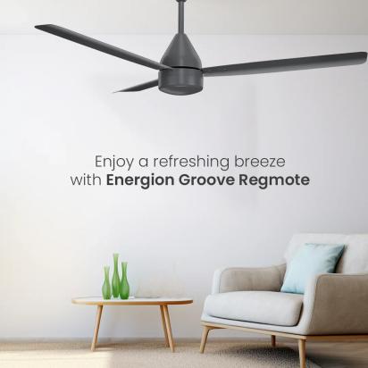 Crompton Energion Groove Regmote BLDC Ceiling Fan -  Onyx by Crompton : Colours available: Black 12 3