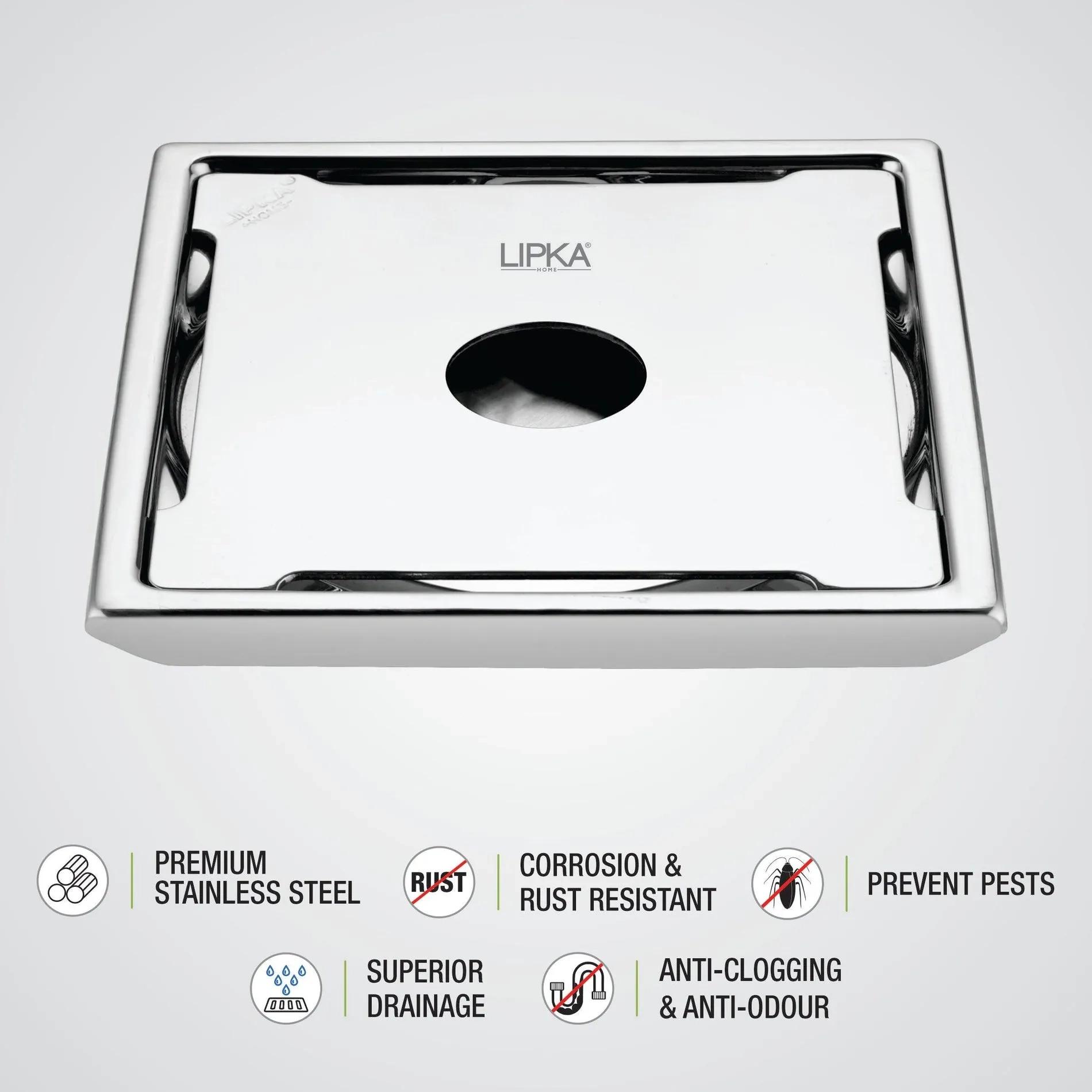 Lipka Beta Deluxe Square Floor Drain (6 x 6 Inches) with Hole 2
