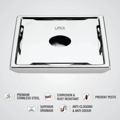Lipka Beta Deluxe Square Floor Drain (6 x 6 Inches) with Hole 2
