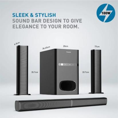 Panasonic SC-HT480GW-K 100W 4.1 Channel Auxiliary, USB, Micro USB Soundbar (Black) by Panasonic : Colours available: Black 3 3