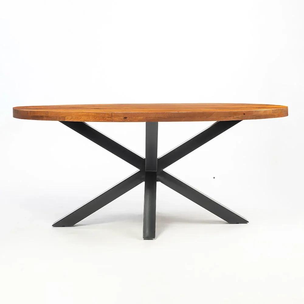 LivingShapes Xerone Wooden 6 Seater Dining Table with Iron - Brown 2