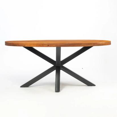 LivingShapes Xerone Wooden 6 Seater Dining Table with Iron - Brown by Living Shapes : Colours available: Brown, Black 4 2