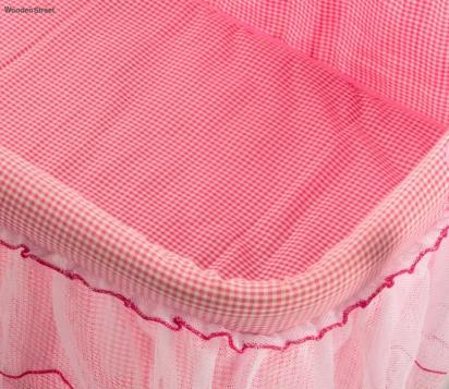 Wooden Street Maia Mosquito Protection Net Movable Steel Baby Cot Pink 3