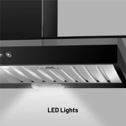 Glen Designer Kitchen Chimney with Push Button Control Baffle Filters 60cm 1000 m3/h - Black (6062 BL) 1