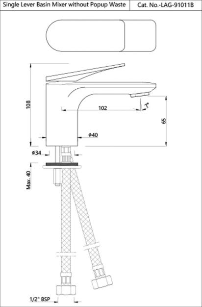 Single Lever Basin Mixer Gold Bright PVD LAG-GBP-91011B by Jaquar : Colours available: Gold 1 1