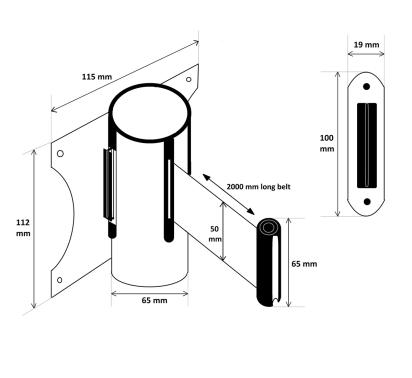 Dolphy Gold Wall Mounted Retractable Queue Manager - DQMG0027 by Dolphy : Colours available: Gold 1 1