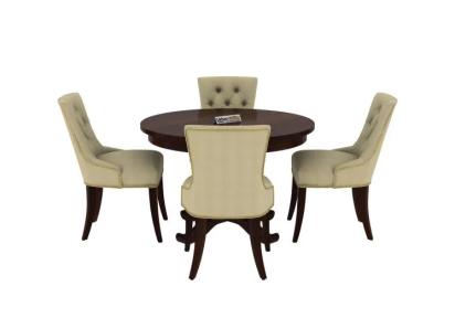 Urbanwood Knit 4-Seater Round Dining Table Set ( Walnut Finish ) 2