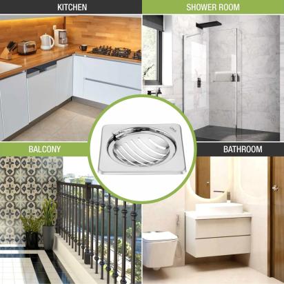 Lipka Eon Square Floor Drain with Classic Jali and Hinge (5 x 5 Inches) 6