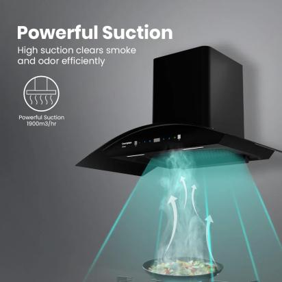 Crompton Eliteo Curv Filterless Chimney 90cm by Crompton : Colours available: Black 11 3