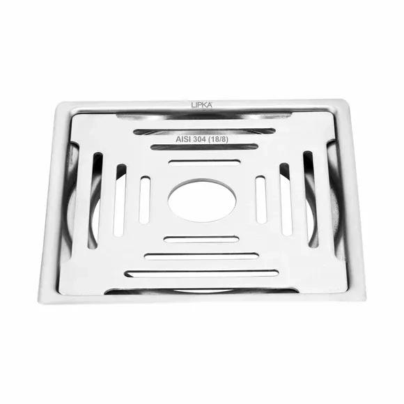 Lipka Green Exclusive Square Flat Cut Floor Drain (6 x 6 Inches) with Hole