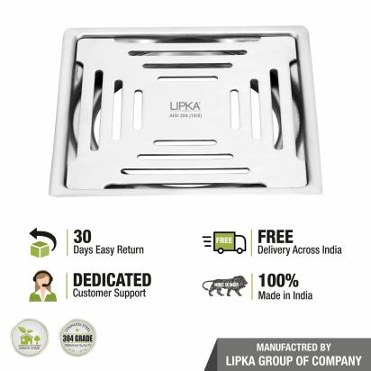 Lipka Green Exclusive Square Flat Cut Floor Drain (6 x 6 Inches) 3