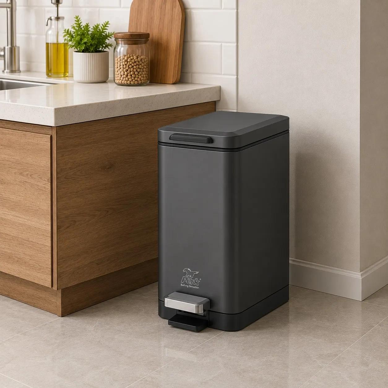 Perk Ecosilm Dustbin 10L - Titanium Grey