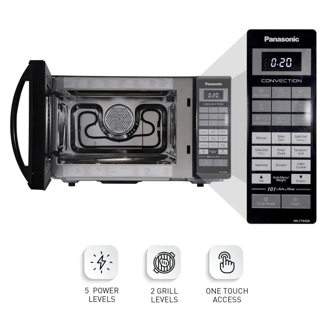 Panasonic 27L Convection Microwave Oven (NN-CT645BFDG, Black Mirror, 360 Heat Wrap, Magic Grill, 101 Auto Cook Menus) 3