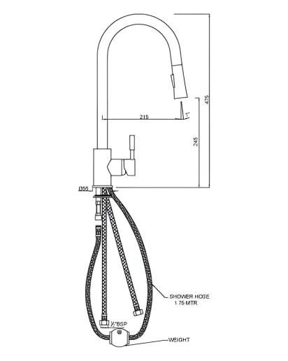 Artize FLO2 Single Lever Pulldown Sink Mixer - Stainless Steel - AKF-SSF-77175B 1