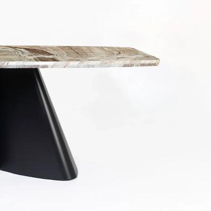 LivingShapes Chrome Marble 8 Seater Dining Table with Iron - Black / Toranto by Living Shapes : Colours available: Black, Brown 3 3