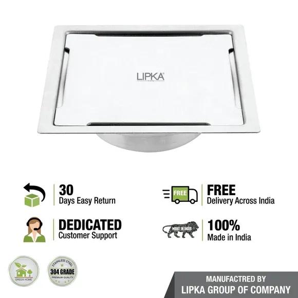 Lipka Yellow Exclusive Square Flat Cut Floor Drain (6 x 6 Inches) with Cockroach Trap 4