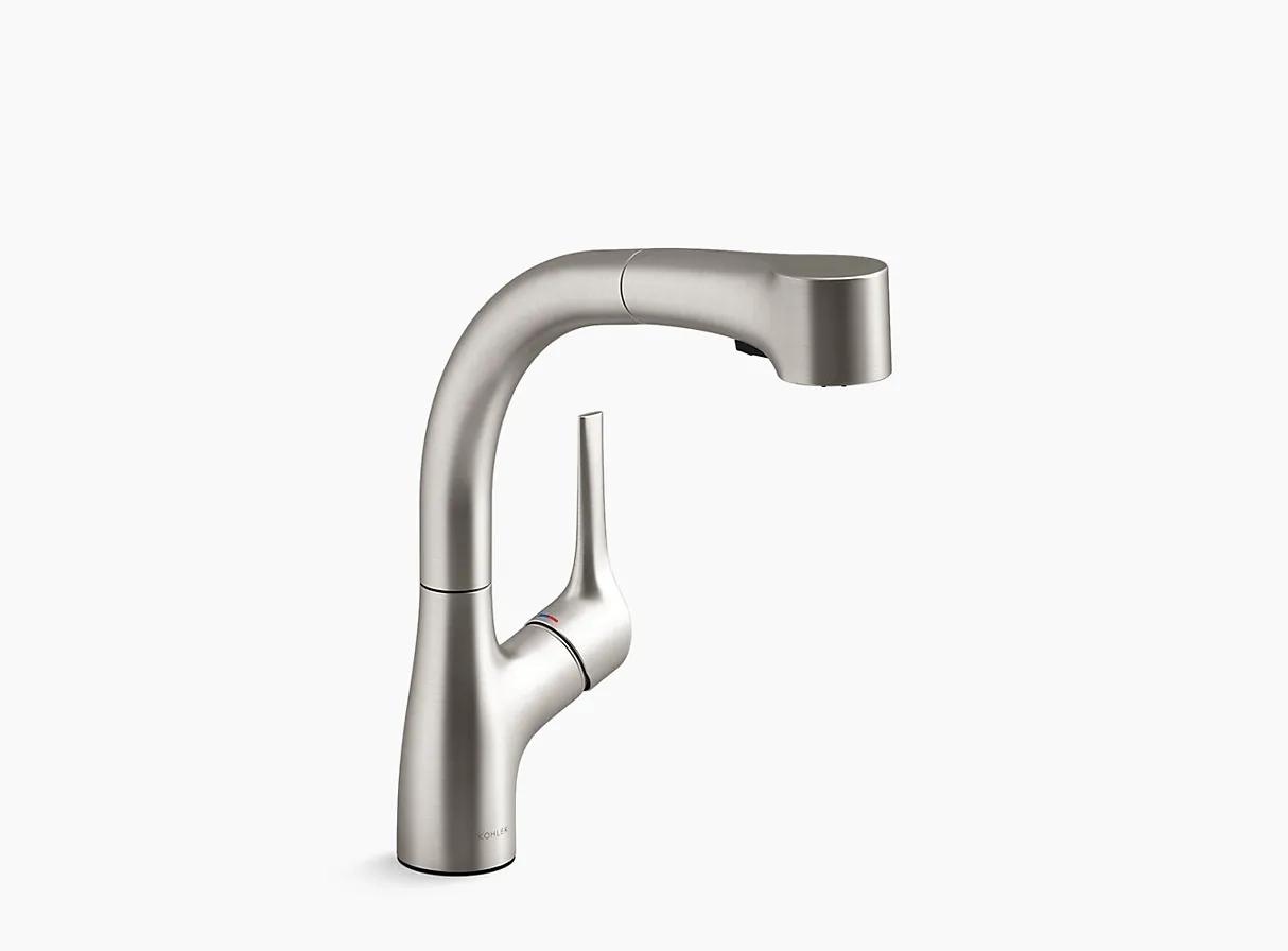 Kohler Elate Pull - Out Kitchen Sink Faucet With Two - Function Sprayhead - Vibrant Stainless