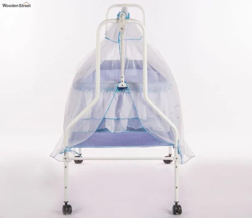 Wooden Street Maia Movable Mosquito Protection Net Steel Baby Cot (Blue) 2