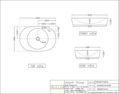 Artize Table Top Basin - Black Matt 1