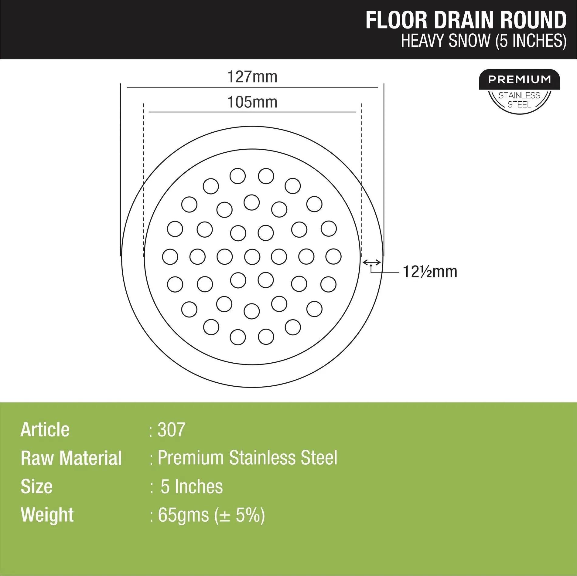Lipka Heavy Snow Round Floor Drain (5 inches) 1