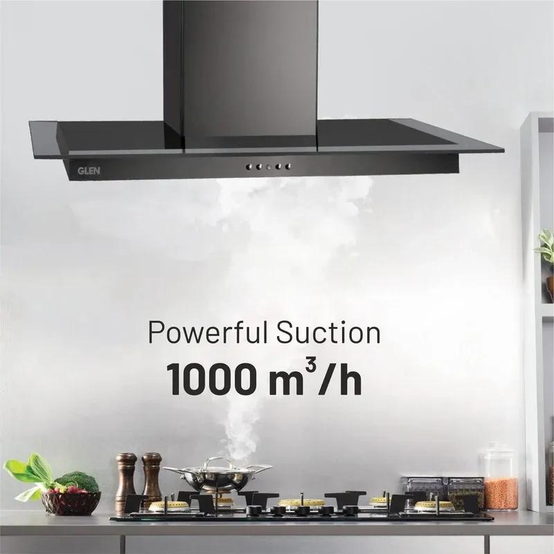 Glen Designer Kitchen Chimney with Push Button Control Baffle Filters 60cm 1000 m3/h - Black (6062 BL) 3