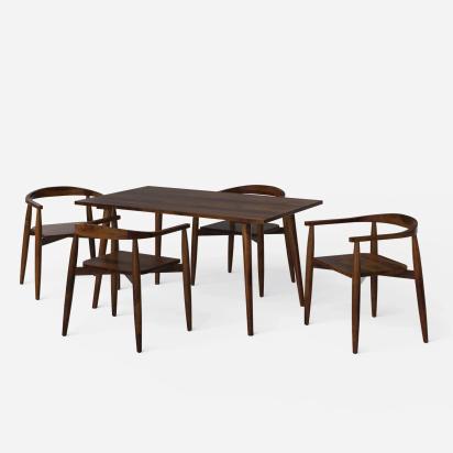 Craftsmill Helena Millie Walnut Dining Table Set by CraftsMill : Colours available: WoodyBrown 7 7