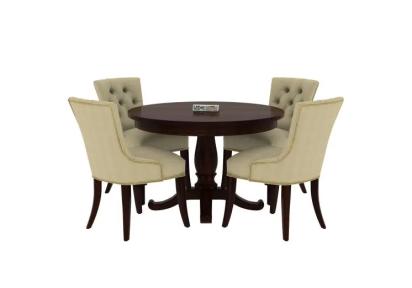 Urbanwood Knit 4-Seater Round Dining Table Set ( Walnut Finish ) 1