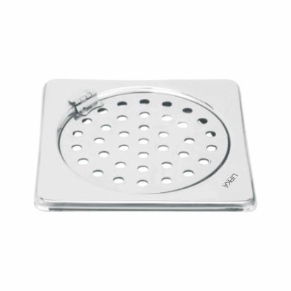 Lipka Eon Square Floor Drain with Plain Jali and Hinge (5 x 5 Inches)