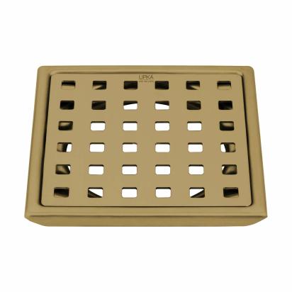 Red Exclusive Square Floor Drain in Yellow Gold PVD Coating (6 x 6 Inches)