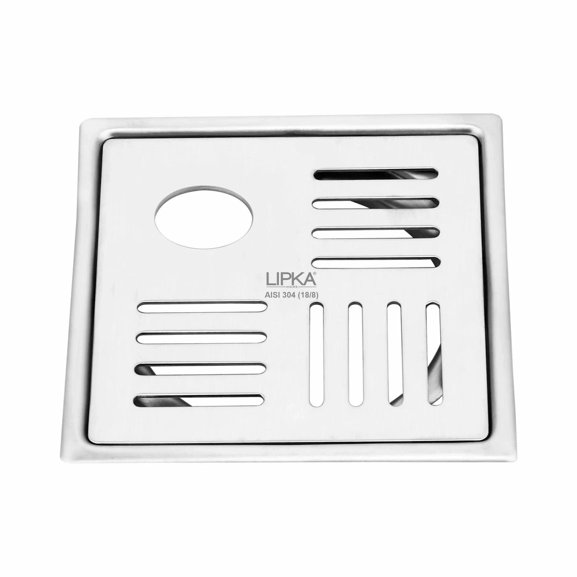 Lipka Pink Exclusive Square Flat Cut Floor Drain (6 x 6 Inches) with Hole