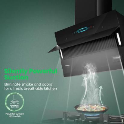 Crompton AQNova (Inclined) Chimney | Filterless 75 CM by Crompton : Colours available: Black 10 2
