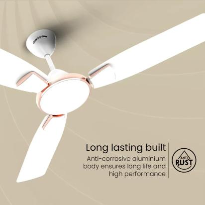 Crompton High Speed Toro | Star Rated Ceiling Fan - Sliver Magic White by Crompton : Colours available: White 4 3