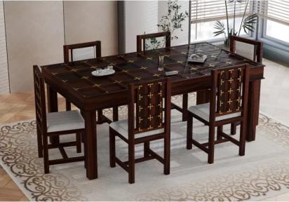 Urbanwood Gilbert 6-Seater Dining Table Set with Cushion (Walnut Finish) 9