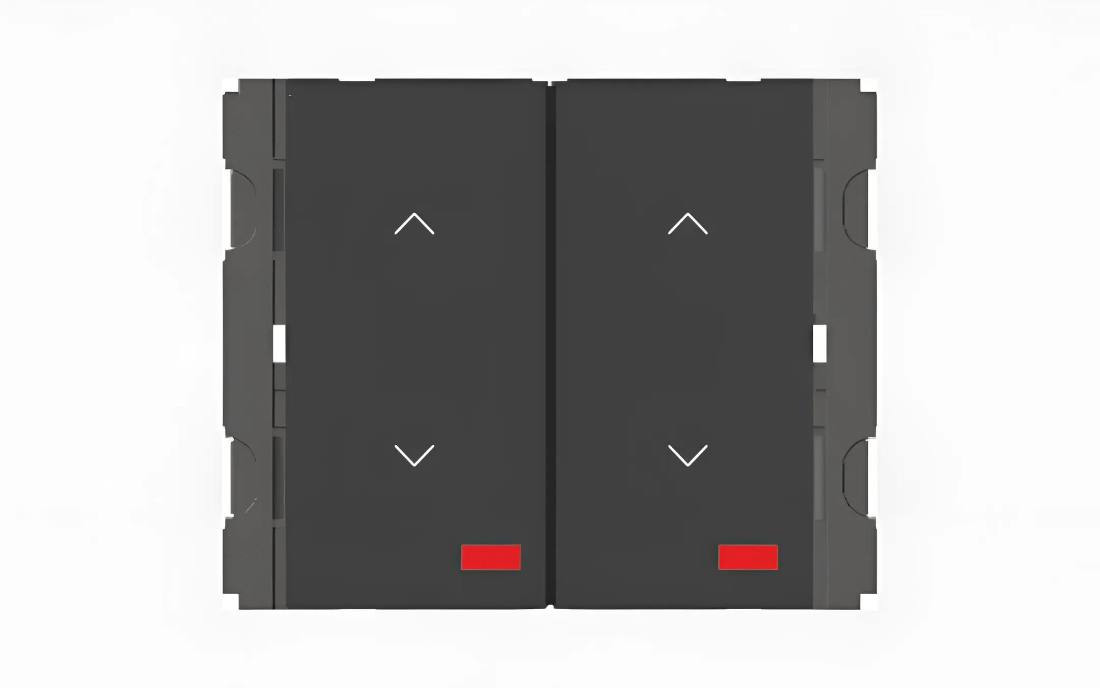 Norisys Charcoal Black Vertical Switches - 2 Gang - Both switches 16A 2 way with Indicator - 2 Module