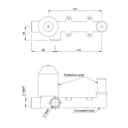 Left Hand Side Operated Concealed Body by Jaquar for Basin Tap 1 1