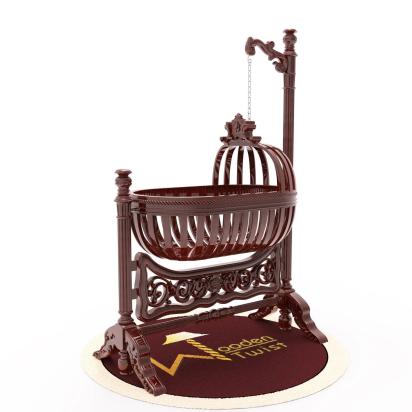 Wooden Twist Royal Teak Wood Baby Cradle (Walnut Finish) 2