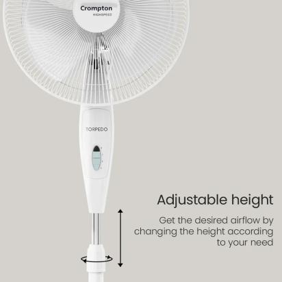 Crompton Torpedo HS PF Pedestal Fan - White by Crompton : Colours available: White 9 2