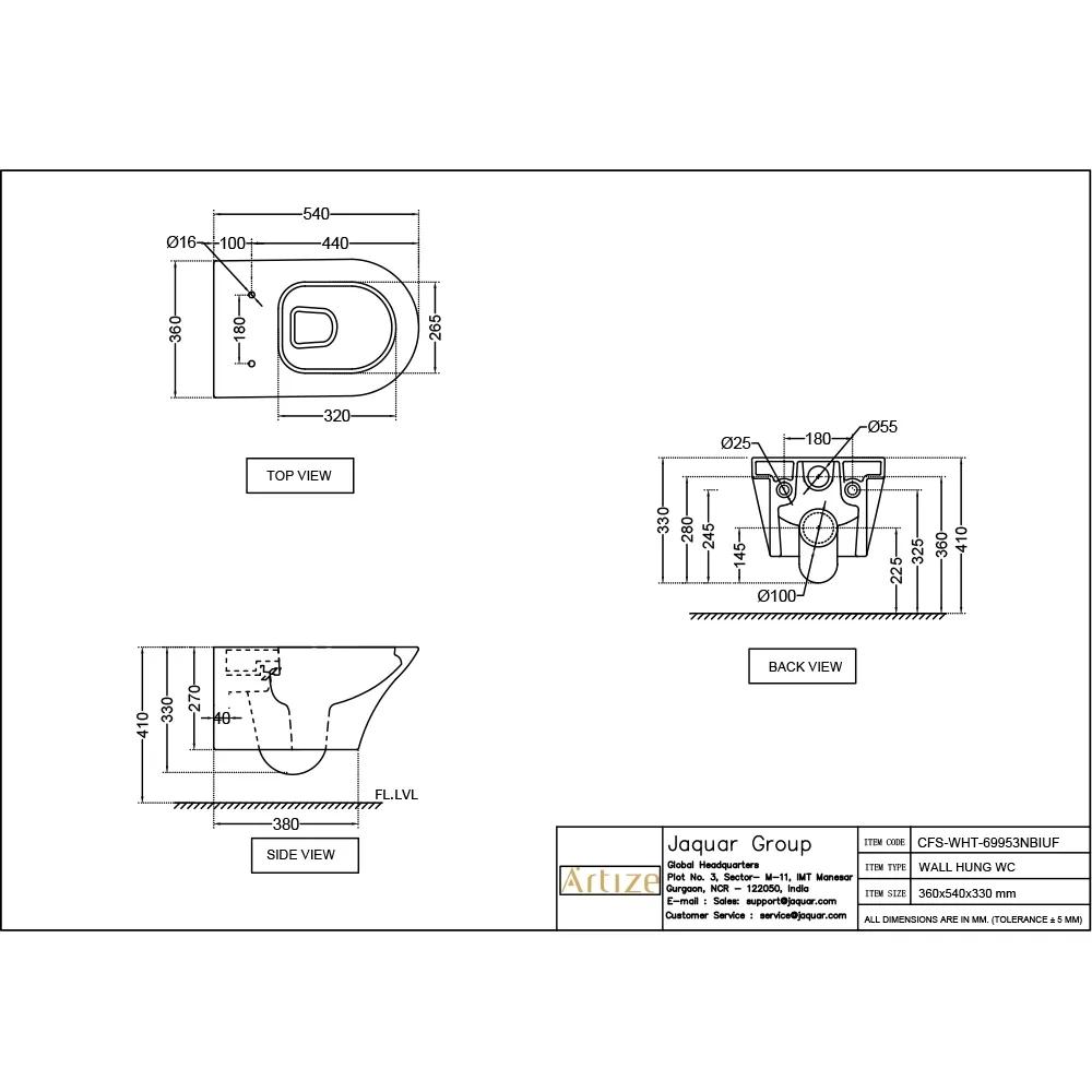Artize Rimless Wall Hung WC – White Matt 1