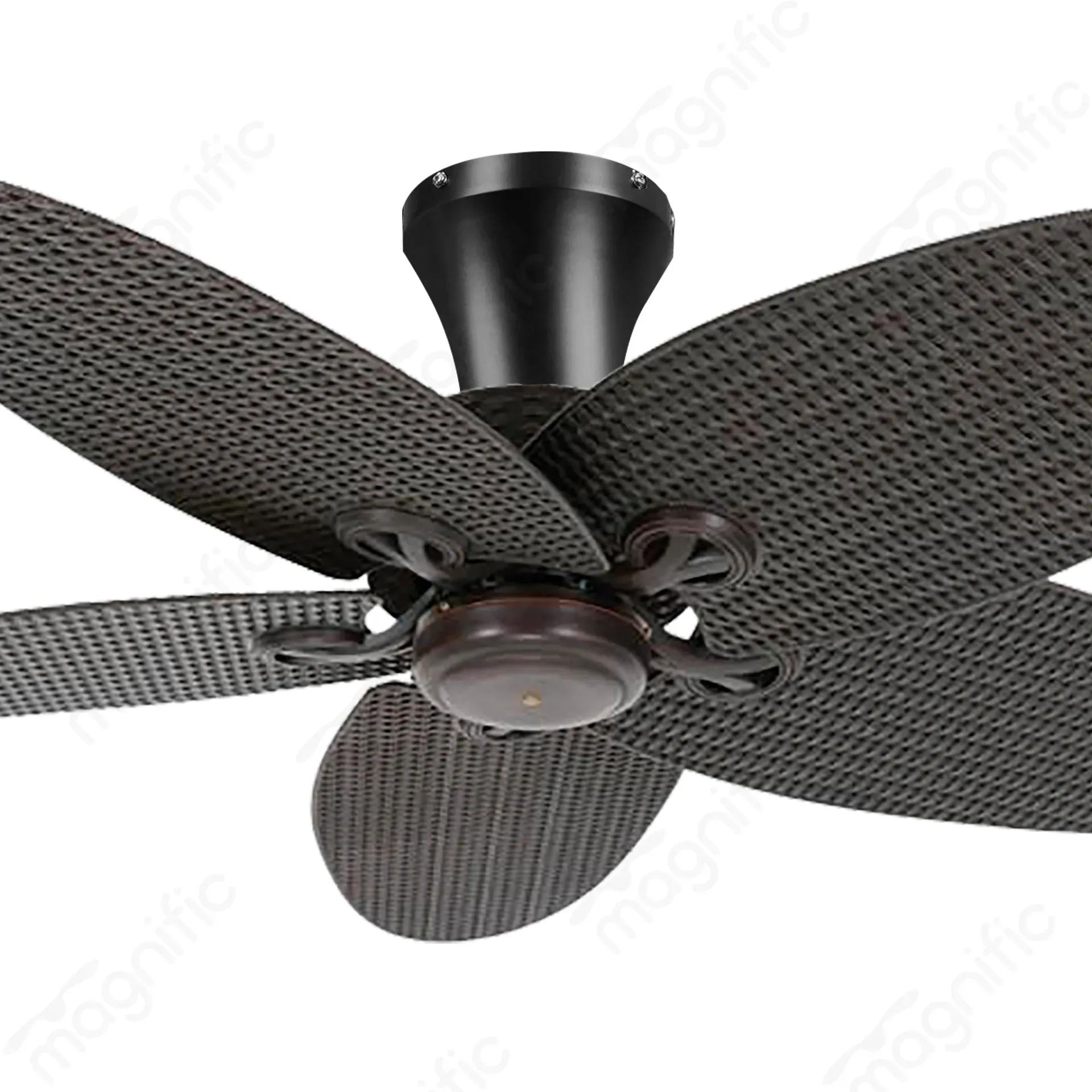 Magnific Classic Hugger – 52″ Low-Profile Ceiling Fan with Rattan Blades - Rattan Grey 1