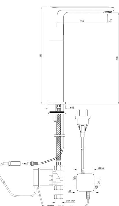 Tall Boy Sensor Faucet - SNR-CHR-15017PMEB by Jaquar : Colours available: Chrome 1 1