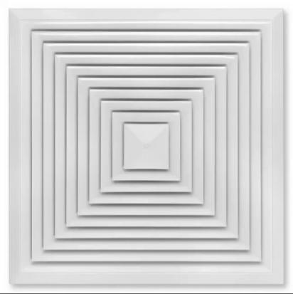 Trox DLQ for Four-Way Horizontal Supply Air Discharge, with Fixed Air Control Blades – Sheet Steel Diffuser Face by Trox
