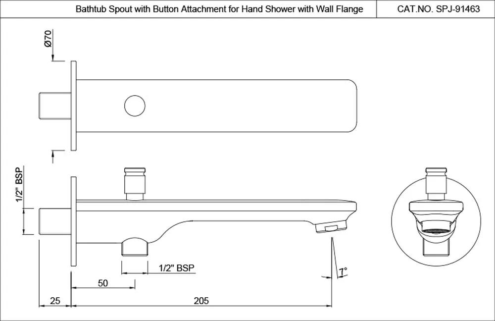 Jaquar Bathtub Spout with Button Attachment - Black Matt - SPJ-BLM-91463 1