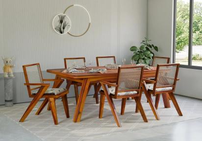 Urbanwood Havana 6-Seater Dining Table Set (Honey Finish) 9