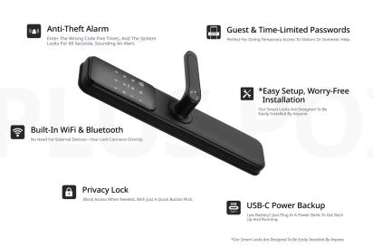 Plus Point Smart Door Lock - DGX by Plus Point for Home : Colours available: Black 1 1
