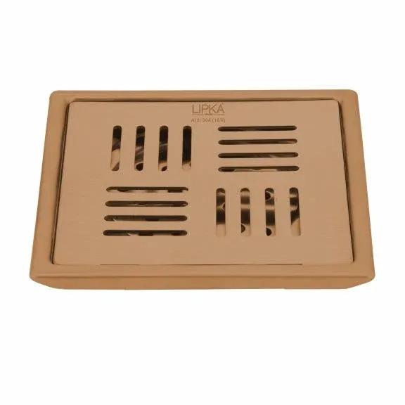Lipka Pink Exclusive Square Floor Drain in Antique Copper PVD Coating (5 x 5 Inches)