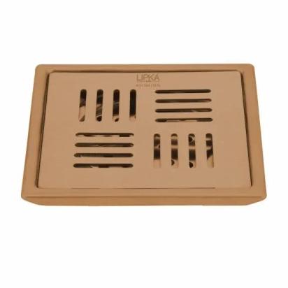 Lipka Pink Exclusive Square Floor Drain in Antique Copper PVD Coating (5 x 5 Inches)