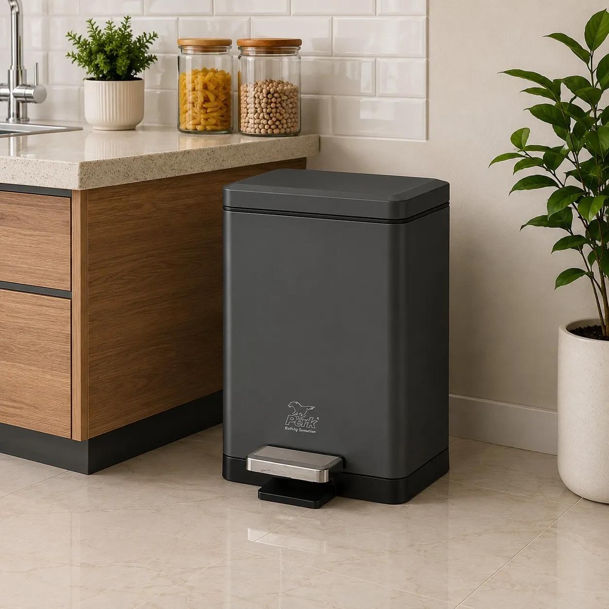 Perk Madison Dustbin 10 Litre - Titanium Grey