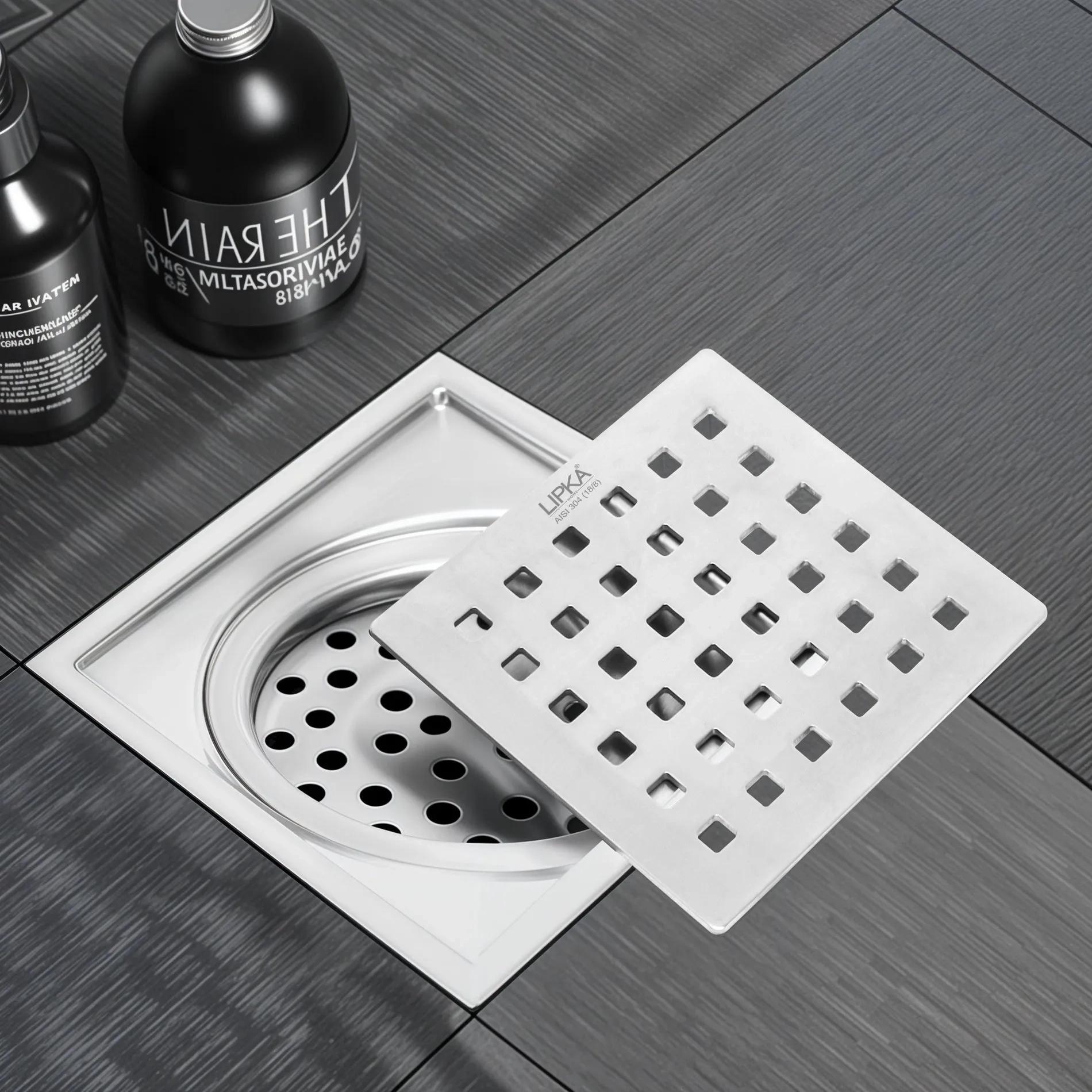 Lipka Red Exclusive Square Floor Drain (6 x 6 Inches) with Cockroach Trap